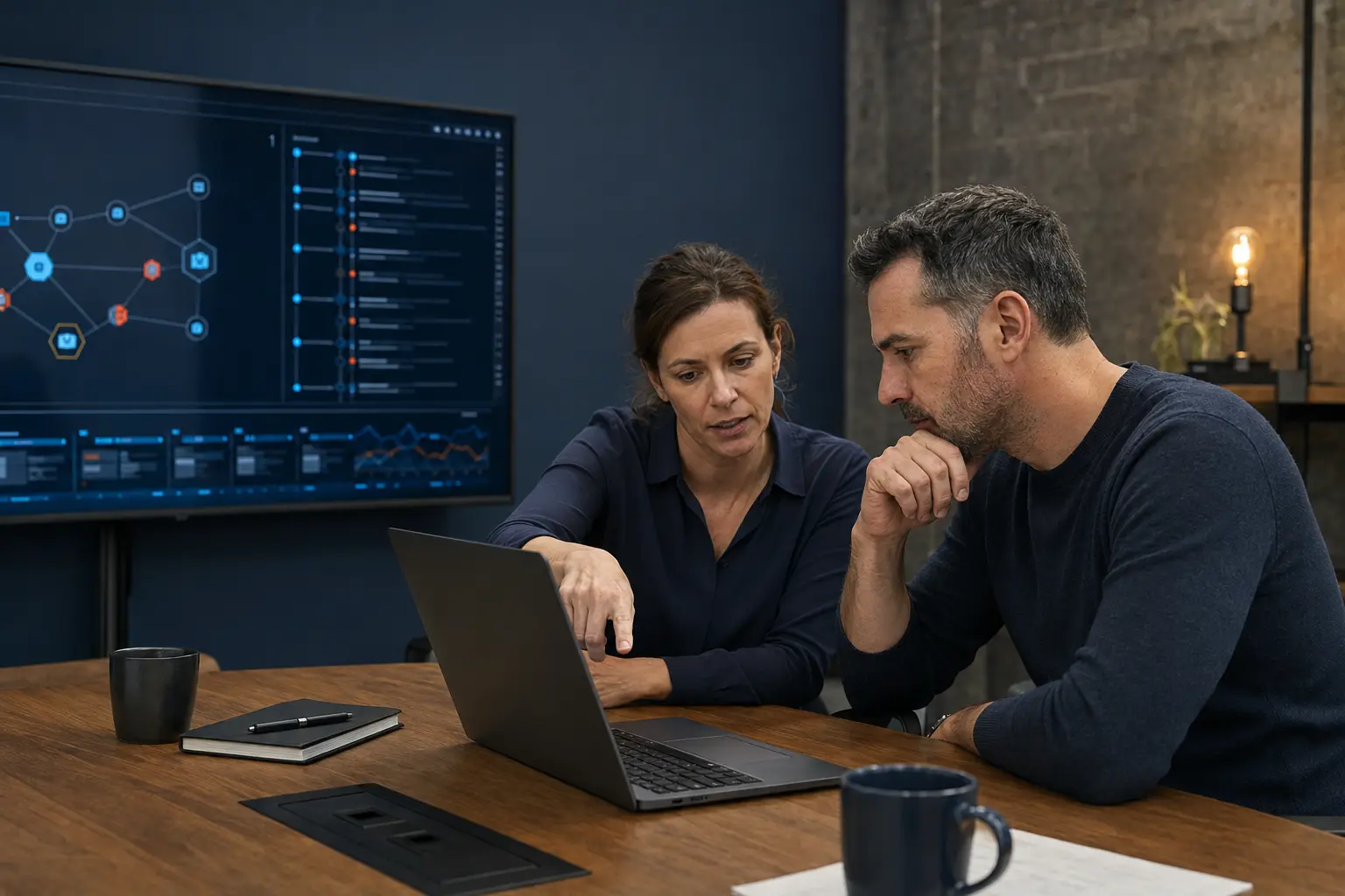 Cybersecurity professionals independently reviewing incident evidence together